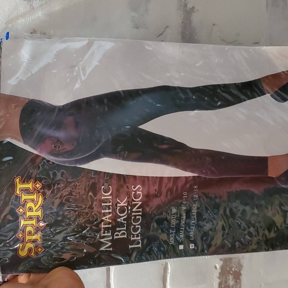 Metallic black leggings faux leather Spirit costume pants